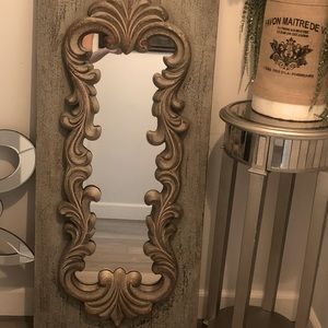 Decorative Mirror Grey Green Sage in color lightweight resin